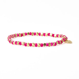 Louise Square Bead Brass Stretch Bracelet Gold