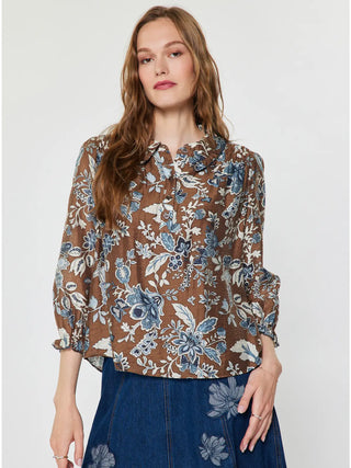 The Alice Botanical Floral Print Collared Blouse