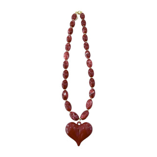 Roxie Beaded Necklace with Heart Charm