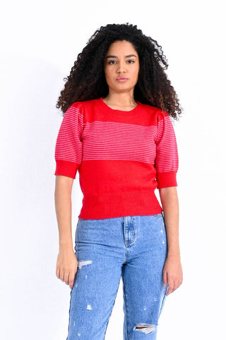 Balloon Sleeves Striped Jumper