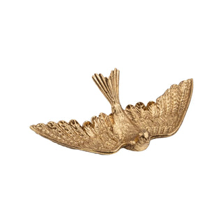 Gold Electroplate Finish Cast Pewter Flying Bird Trinket Tray
