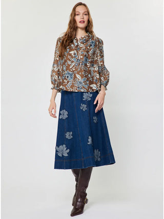 The Alice Botanical Floral Print Collared Blouse