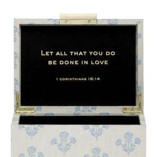 Faith Floral Blue Small Storage Box 6X8.25 X 4