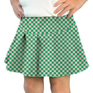 Tennis Skort in Pink Green Check