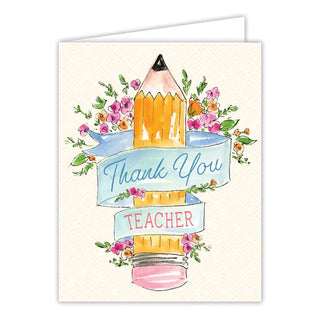 Thank You Teacher Banner on Pencil Greeting Card