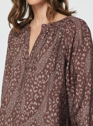 The Aria Abstract Animal Printed Long Sleeve Blouse