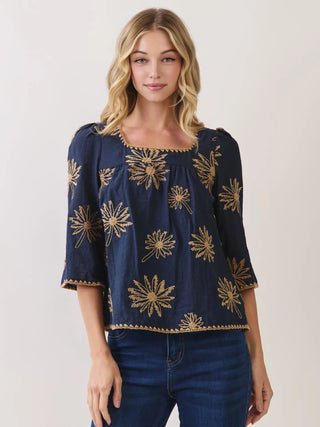 The Alice Floral Embroidered Square Neck Blouse