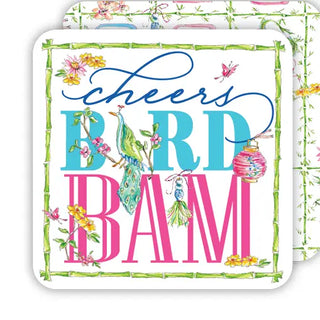 Cheers Bird Bam Green Bamboo Mahjong Square Coaster