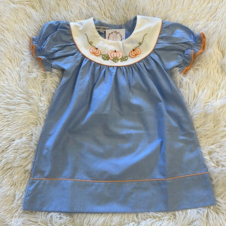 Chambray Embroidered Pumpkin Dress