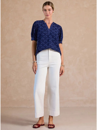 The Maggie Textured Pattern Short Sleeve Blouse
