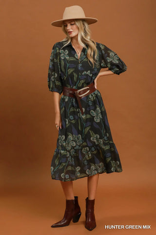 The Summer Mixed Floral Print Tiered Midi Dress