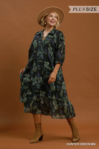 The Summer Mixed Floral Print Tiered Midi Dress