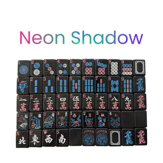 Black Mahjong Tiles - Neon Shadow American Mahjong Tile Set (166 Tiles)