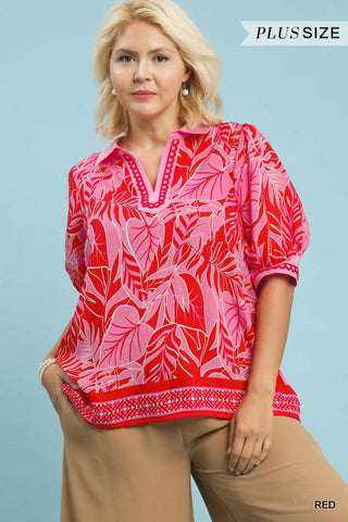 The Milly Tropical Print Puff Sleeve Blouse