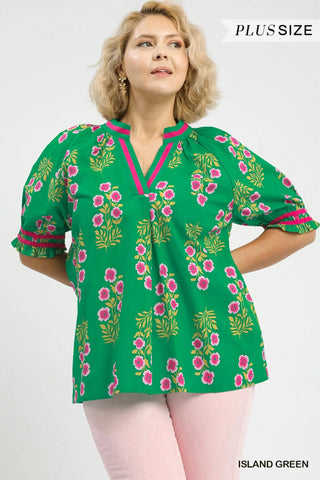 The Millie Floral V-Neck Puff Sleeve Top