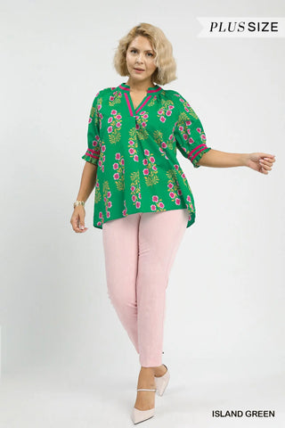 The Millie Floral V-Neck Puff Sleeve Top