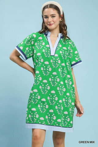 The Autumn Short Sleeves V-Neck Ruffle Open Collared Dress