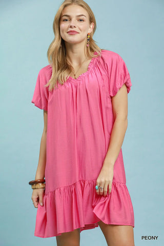 The Maria Ruffle Hem Shift Mini Dress