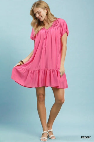 The Maria Ruffle Hem Shift Mini Dress