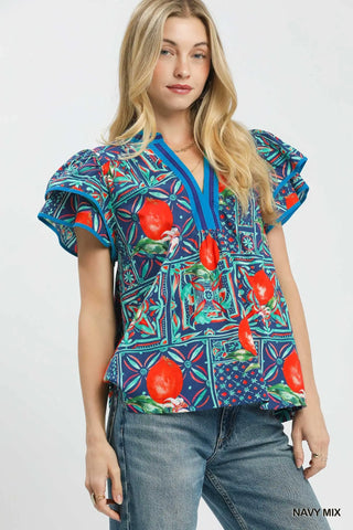 The Michelle Flutter Sleeve Blouse