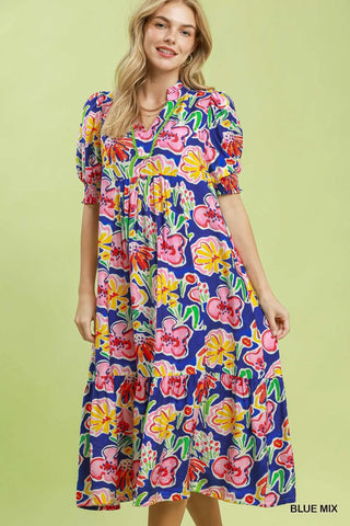 The Megan Floral Tiered Midi Dress