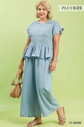 The Macie Chambray Scalloped Set