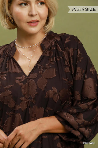The Samantha Velvet Floral Textured Babydoll Mini Dress