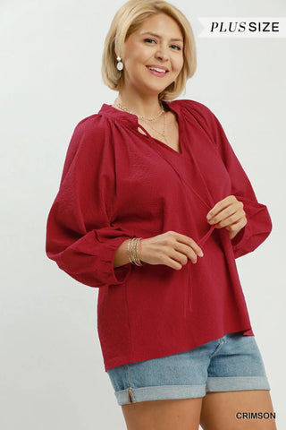The Skylar Seersucker V-Neck Tie Top