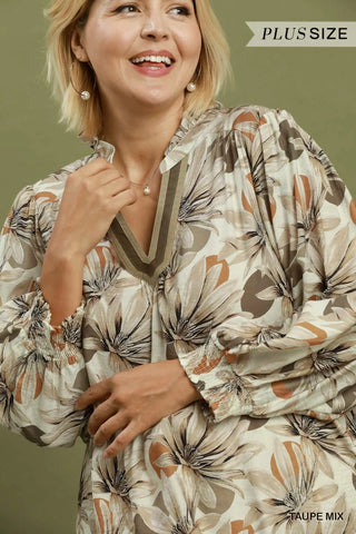 The Teagan Floral Split Neck Blouse