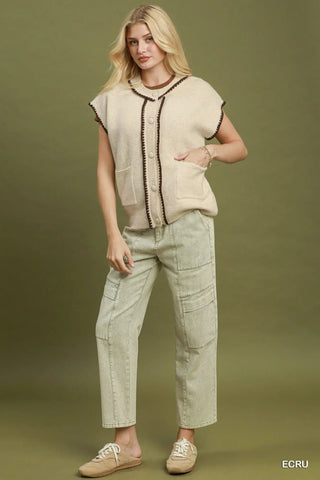 The Briar Button Down Cardigan Sweater with Contrast Stitch