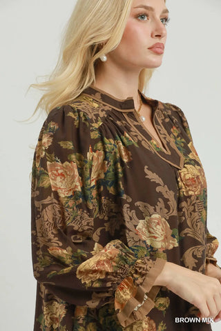The Sadie Floral Print Ruffle Hem Shift Dress