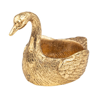 Gold Electro Cast Pewter Swan-Shaped Tea Light Holder