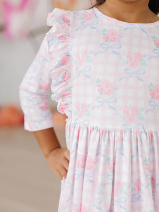 Ribbons & Rodeos 3/4 Sleeve Pocket Twirl Dress