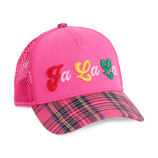 Fa La La Trucker Hat in Pink