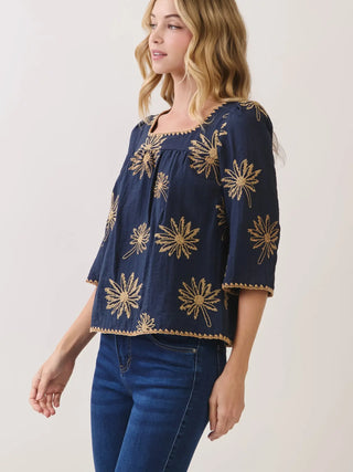 The Alice Floral Embroidered Square Neck Blouse