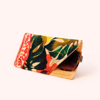 Velvet Sunglasses Pouch - Exotic Leaves