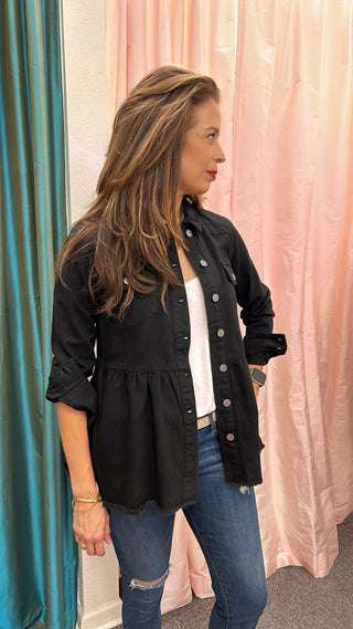 Denim Overshirt with Peplum