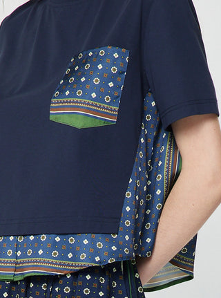 The Alyssa Cropped Mixed Media Scarf Print Back T-Shirt