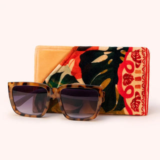 Velvet Sunglasses Pouch - Exotic Leaves