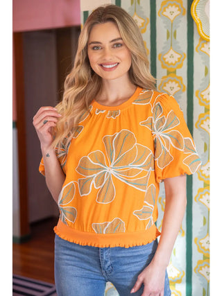 Finny Floral Embroidery Top
