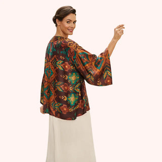 Chocolate Ikat Kimono Jacket