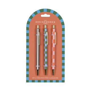 A Dopo Set of 3 Pens - Stripes & Checks