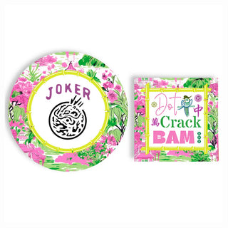 Mahjong Pink/Green Plates + Napkins Bundle