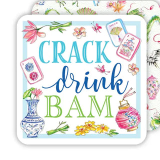 Crack Drink Bam Mahjong Icons Square Coasters