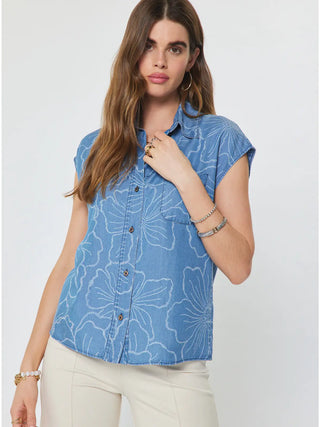 The Jessica Cap-Sleeve Button Down Blouse