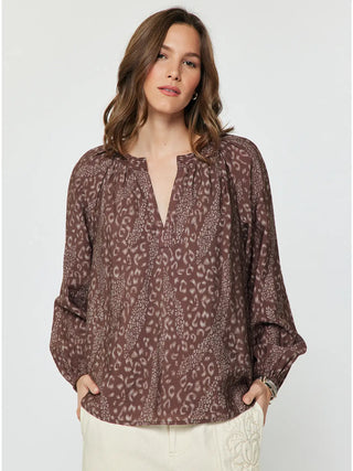 The Aria Abstract Animal Printed Long Sleeve Blouse