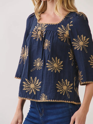 The Alice Floral Embroidered Square Neck Blouse