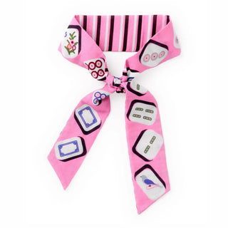 Camile Mahjong Print Skinny Scarf 36x2