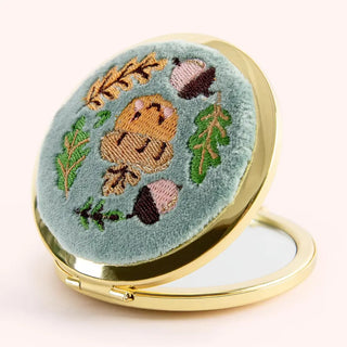 Embroidered Compact Mirror - Happy Acorn