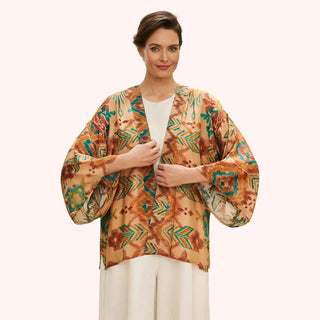 Warm Cream Ikat Kimono Jacket
